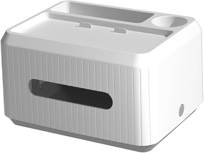 White Modern Desktop Tissue Box Holder Organizer For Easy Access And Neat Storage - Image 1